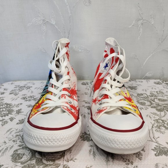 Custom Painted Zombie Hunter/Splatter Hi-Top Converse All-Stars Unisex W9/M7 - Picture 8 of 12
